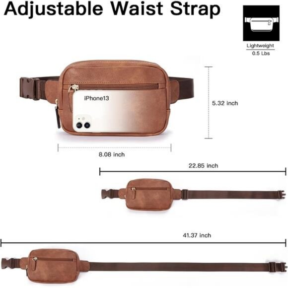 Belt Bag for Women PU Leather Fanny Pack Crossbody Waist Bags - Picture 6 of 7